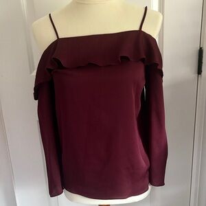 1. State Wine Off-Shoulder Ruffle Blouse